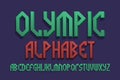 Olympic alphabet. Green 3d letters font. Isolated english alphabet