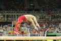 Olympic champion Aly Raisman of United States competes on the balance beam at women`s all-around gymnastics at Rio 2016 Olympics Royalty Free Stock Photo