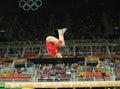 Olympic champion Aly Raisman of United States competes on the balance beam at women`s all-around gymnastics at Rio 2016 Olympics Royalty Free Stock Photo