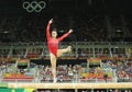 Olympic champion Aly Raisman of United States competing on the balance beam at women's all-around gymnastics at Rio 2016 Royalty Free Stock Photo