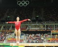 Olympic champion Aly Raisman of United States competing on the balance beam at women's all-around gymnastics at Rio 2016 Royalty Free Stock Photo