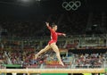 Olympic champion Aly Raisman of United States competing on the balance beam at women's all-around gymnastics at Rio 2016 Royalty Free Stock Photo