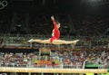 Olympic champion Aly Raisman of United States competing on the balance beam at women's all-around gymnastics at Rio 2016 Royalty Free Stock Photo