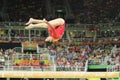 Olympic champion Aly Raisman of United States competing on the balance beam at women`s all-around gymnastics at Rio 2016 Olympics Royalty Free Stock Photo