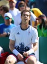 Olympic champion Andy Murray of Great Britain celebrates victory after men`s singles semifinal of the Rio 2016 Olympic Games Royalty Free Stock Photo