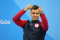 Olympic Champion Anthony Ervin of United States during medal ceremony after Men`s 50m Freestyle final of the Rio 2016 Olympics