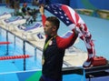 Olympic Champion Anthony Ervin of United States during medal ceremony after Men`s 50m Freestyle final of the Rio 2016 Olympics