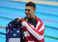 Olympic Champion Anthony Ervin of United States during medal ceremony after Men`s 50m Freestyle final of the Rio 2016 Olympics