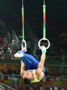 Olympic champion Eleftherios Petrounias of Greece competes at the Men`s Rings Final on artistic gymnastics competition at Rio