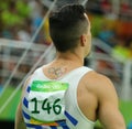 Olympic champion Eleftherios Petrounias of Greece competes at the Men`s Rings Final on artistic gymnastics competition at Rio