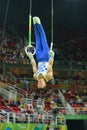 Olympic champion Eleftherios Petrounias of Greece competes at the Men`s Rings Final on artistic gymnastics competition at Rio