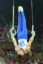 Olympic champion Eleftherios Petrounias of Greece competes at the Men`s Rings Final on artistic gymnastics competition at Rio