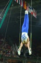 Olympic champion Eleftherios Petrounias of Greece competes at the Men`s Rings Final on artistic gymnastics competition at Rio