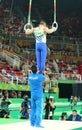 Olympic champion Eleftherios Petrounias of Greece competes at the Men`s Rings Final on artistic gymnastics competition at Rio