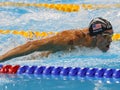 Olympic champion Michael Phelps of United States competes at the Men`s 200m butterfly at Rio 2016 Olympic Games Royalty Free Stock Photo