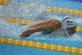 Olympic champion Michael Phelps of United States swims the Men`s 200m butterfly Heat 3 of Rio 2016 Olympic Games Royalty Free Stock Photo