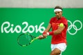 Olympic champion Rafael Nadal of Spain in action during men's singles quarterfinal of the Rio 2016 Olympic Games