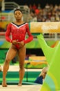 Olympic champion Simone Biles of United States before final competition on the balance beam women`s artistic gymnastics Rio 2016 Royalty Free Stock Photo