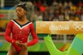 Olympic champion Simone Biles of United States before final competition on the balance beam women`s artistic gymnastics Rio 2016 Royalty Free Stock Photo