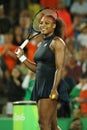 Olympic champions Serena Williams of United States celebrates victory after singles round two match of the Rio 2016 Olympic Games