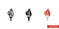 Olympic fire symbol icon of 3 types color, black and white, outline. Isolated vector sign symbol