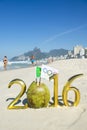 Olympic Flag in Coconut Golden 2016 Message Royalty Free Stock Photo