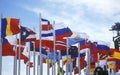 Olympic flags flying during 2002 Winter Olympics, Salt Lake City, UT