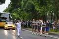 Olympic flame carried by the torchbearer