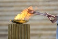 Olympic Flame handover ceremony for the Tokyo 2020 Summer Olympic Games Royalty Free Stock Photo