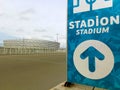 Navigation sign for visitors to sporting events at the Olympic Stadium, Baku, Azerbaijan