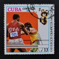 Olympic games at the old stamps. Cuban stamp from the 1980