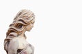 Olympic goddess of love and beauty in antique mythology Aphrodite Venus against white background. Fragment of ancient statue Royalty Free Stock Photo