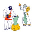 Olympic Gods Characters Hephaestus or Vulcan Patron of Fire and Blacksmiths. Goddess Demeter