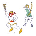 Olympic Gods Hermes or Mercury Patron of Trade and Youth and Ancient Goddess of Hunters Artemis or Diana