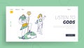 Olympic Gods Landing Page Template. Poseidon or Neptune God of Sea and Ocean and Aphrodite or Venus Goddess of Love