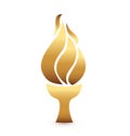 Olympic gold flame torch, icon vector