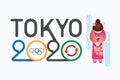 Olympic 2020 japan postponement from virus covid warning concept . background Vector illustration