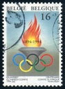 Olympic rings, Olympic flame, International Olympic Committee IOC Centenary, circa 1994 Royalty Free Stock Photo