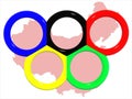 Olympic rings&map of China. Royalty Free Stock Photo