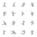 Olympic sport line icons set