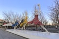 Olympic sport statues in beijing at sunrise, adobe rgb