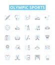 Olympic sports vector line icons set. Track, Field, Swimming, Soccer, Gymnastics, Fencing, Shooting illustration outline Royalty Free Stock Photo