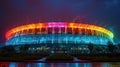 Olympic stadium illuminated exterior