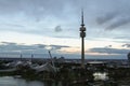 Olympic stadium and television tower in Olympia park. Munich, Germany. Royalty Free Stock Photo