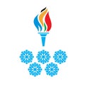 Olympic symbols torch and rings vtctor Royalty Free Stock Photo