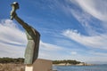 Olympic torch memorial in LEscala. Lampadofor. Mediterranean coast, Spain Royalty Free Stock Photo