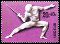 Olympics Moscow 1980 Fencing, Summer Olympic Games 1980 - Moscow III serie, circa 1977 Royalty Free Stock Photo