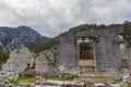 Olympos ancient city, ruins of view, walls and sarcophagi