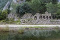 Olympos ancient city, ruins of view, walls and sarcophagi