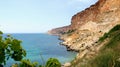 A scenic view of the rugged coastline along the Black Sea, showcasing the natural beauty of Crimea, Ukraine. Royalty Free Stock Photo